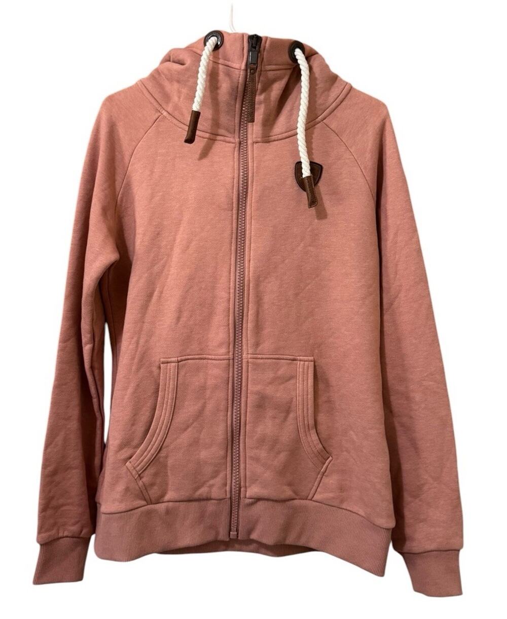 Wanakome Women Size Large Full Zip Hooded Sweatshirt Rope Ties Outdoor Preppy